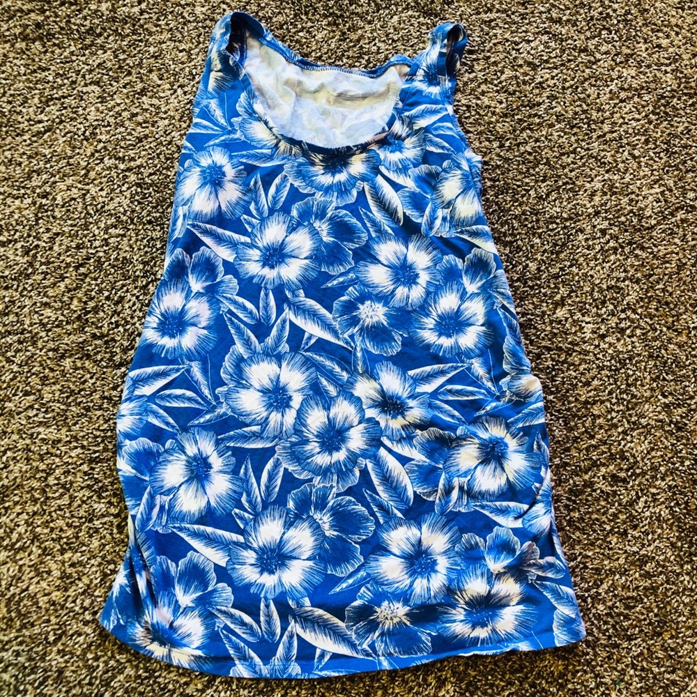 Blue Floral Maternity Tank Size Small